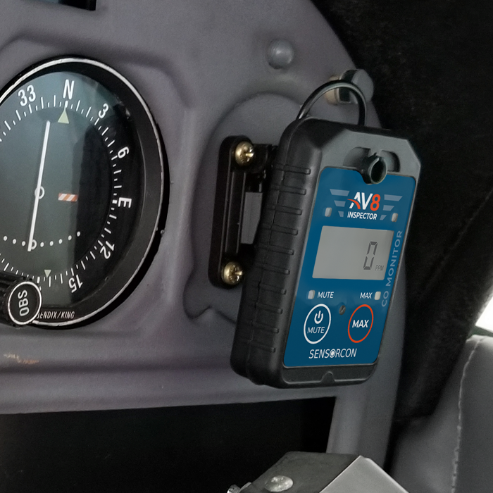 AV8 Inspector shown mounted to an instrument panel on an airplane